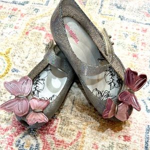 Mini Melissa butterfly holographic glitter shoe
